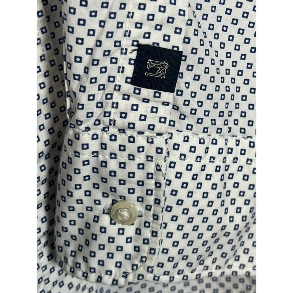 SCOTCH & SODA Sz L/XL Men's Shirt White Blue Geometric Print Button Up Down - Picture 8 of 10